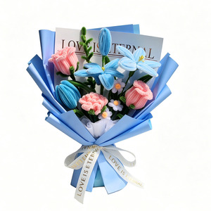 Bouquet de fleurs en chenille fait main - <span class=keywords><strong>Cadeau</strong></span> floral moderne et doux pour la <span class=keywords><strong>Saint</strong></span>-<span class=keywords><strong>Valentin</strong></span>, un <span class=keywords><strong>cadeau</strong></span> éternel pour les amoureux et les amis - Product Image 5