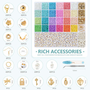 Diy Jewelry Set 12556pcs 3mm Seed <b>Beads</b> Acrylic <b>Plastic</b> Lucite Round <b>Beads</b> For Bracelet Making Craft Kit - Product Image 2