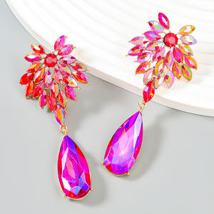 Pendientes Largos Geométricos de Cristal <span class=keywords><strong>Grande</strong></span> en 7 Colores para Mujer, Joyería de Moda al por Mayor, Estilo Bohemio, de Lujo, para Verano y Playa - Product Image 5