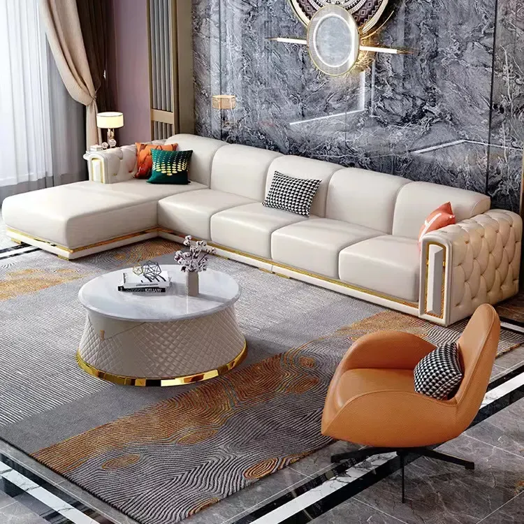 新しいイタリアの豪華なスタイルモダンなモジュラーソファライト豪華でシンプルなデザインのソファセットリビングルームの家具