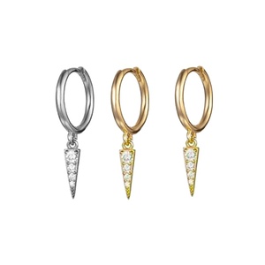 FUAMAY Pendientes de Aro Triangulares con Puntas de <span class=keywords><strong>Plata</strong></span> Sólida 925 Bañados en Oro, Joyería de Circonita, Pendientes Colgantes con Aro Puntiagudo - Product Image 1