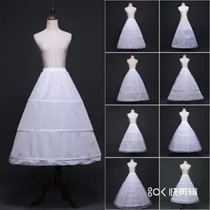 Váy Cưới Cô Dâu Underskirt Chiều Dài Sàn 3 Lớp Vòng Thép Phụ Kiện Lót Đàn Hồi Puffy Prom Dress Ball Gown Petticoat