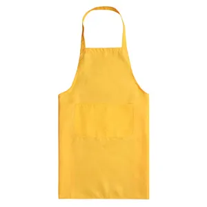 Groothandel Custom Logo Plain Zwart Katoen Polyester Waterdichte Chef Cafe Bbq Eten Koken Schoonmaken Bib Schorten Keuken Schort