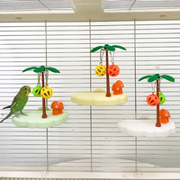 Nouvelle perchoir-plateforme pour oiseaux, décoration de cage pour perruches, en forme de cocotier rectangulaire, jouet pour perroquets, boule à mâcher avec clochette