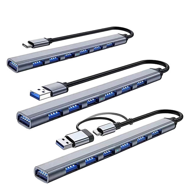 Hot-Sale 7-in-1 USB-C Docking Station, Aluminium Alloy Type-C Hub with USB 3.0, PD Charging - No Plug Required, Ready Stock