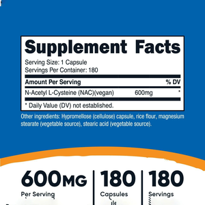 Capsules OEM de N-Acétyl L-Cystéine 600mg 60 Comptes Suppléments de santé antioxydants sans gluten Capsules de poudre NAC - Product Image 3