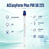 Sonde pH haute performance ACITEK pour brasserie, vinification, mesure de la pâte à pain, électrode pH S8 225 mm, plage 0-14 pH, précision 0,01