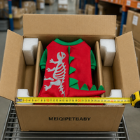 Kostum Anjing MEIQIPETBABY Dinosaurus T-Rex Merah Menyala dalam Gelap, Jumpsuit Empat Kaki dengan Cetakan Tengkorak untuk Anjing dan Kucing Kecil