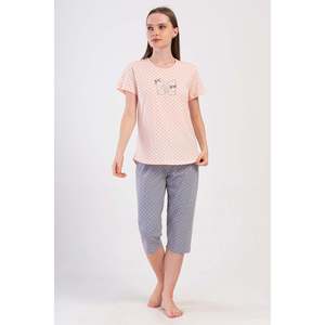 Pijama de mujer con cuello redondo y manga corta, estilo capri ovalado - Product Image 5