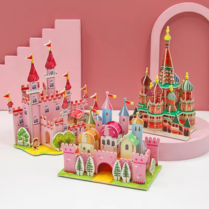 Dessin animé en trois <span class=keywords><strong>dimensions</strong></span> Puzzle enfants fait à la main bricolage jouets papier carte Villa bâtiment modèle décoration de bureau - Product Image 1