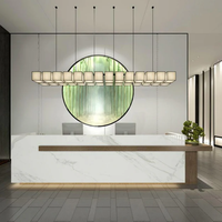 USA CA UK AU GER Stock local Vente en gros Lumière LED en bois Salon de beauté Bureau de réception blanc moderne Comptoir de salon pour spa