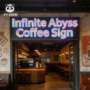 Letrero de Espejo Infinito para Cafetería al Aire Libre, Letras Personalizadas, Logotipo Luminoso LED de Neón, Letrero Comercial - Product Image 2