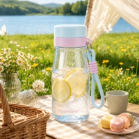 530ml kleine plastic waterfles van Tritan materiaal, makkelijk mee te nemen, met rietje, direct drinkbaar, dubbel doel.