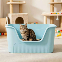 Lettiera per Gatti Grande e Aperta, Toilette Rettangolare in Plastica per Gatti da Interno, Facile da Pulire