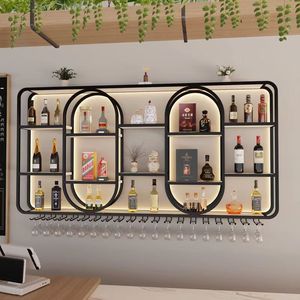 L'armadietto del vino illuminato sulla parete del bar, il portabottiglie montato a parete la vetrina appesa <span class=keywords><strong>al</strong></span> <span class=keywords><strong>muro</strong></span> nella sala da pranzo - Product Image 1