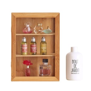 Bamboo Storage Cabinet 3 Tier Desktop Cosmetic Organizer Dustproof Display Case Minimalist Style <b>Makeup</b> Storage <b>Box</b> - Product Image 4