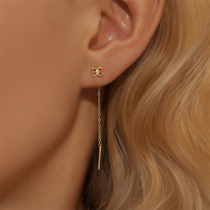 Boucles d'oreilles clous en argent sterling S925 coréen, motif cœur creux et papillon, pour filles - Product Image 3