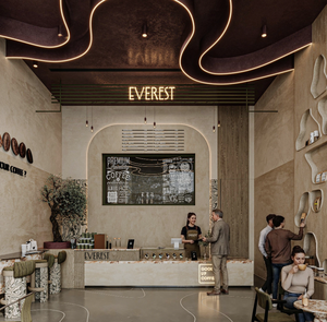 Mobiliario Rústico de Lujo para Cafeterías y Tiendas Minoristas |   Diseño de Interiores de Cafetería Modular con Madera Natural, Latón y Piedra, Listo para Usar - Product Image 3