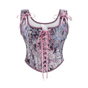 Corset gothique bleu à baleines, débardeur à lacets, style vintage, bustiers et corsets steampunk, corset amincissant sexy pour femme - Product Image 2