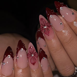 Ensemble d'<span class=keywords><strong>ongles</strong></span> à presser détachables, pré-dessinés, style français, en résine, pointus, pour <span class=keywords><strong>manucure</strong></span> - Product Image 2