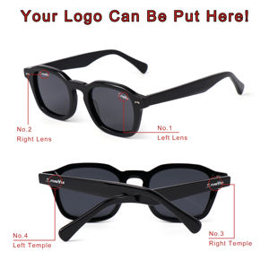 カスタムロゴ入り高級アセテートサングラス デザイナーレトロスクエア偏光サングラス 男女兼用 - Product Image 2