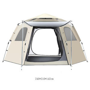Tente familiale hexagonale portable et pliable Entai, en polyester imperméable, pour le camping en plein air, la plage, le glamping, ouverture automatique rapide - Product Image 1