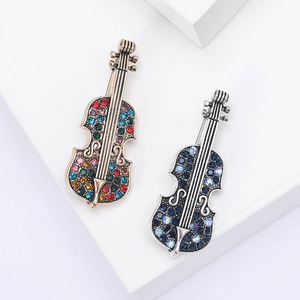 Broches Violon en Émail et Strass de Luxe pour Femme, Bijoux Fantaisie Élégants, Épingles de Vêtement, Badges d'Équipement Musical, Cadeaux pour Amies - Product Image 1