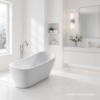 Baignoire ovale autoportante en acrylique blanc sur mesure de 1,5 m/1,7 m pour adultes avec drain rapide pour la relaxation