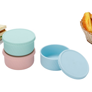 Contenedor de almacenamiento de alimentos de silicona Forma redonda Caja de mantenimiento fresco de silicona portátil Fiambrera Bento - Product Image 6