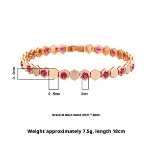 High End Eco-friendly <b>Copper</b> Gold Plated Micro Insert 3mm Champagne Zircon Vintage Chain <b>Bracelet</b> for Women - Product Image 2