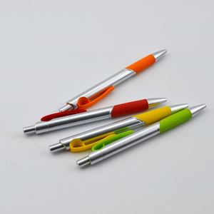 Silver Matte ABS Click Ballpoint <b>Pen</b> With Wave Texture Colorful Rubber Anti Slip Grip Advertising <b>Pen</b> Custom Logo - Product Image 2