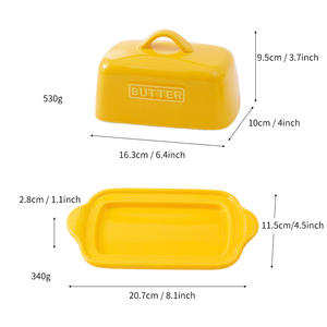 Boîte à beurre en céramique rectangulaire avec couvercle, boîte à beurre en porcelaine, boîte de rangement pour la maison - Product Image 3