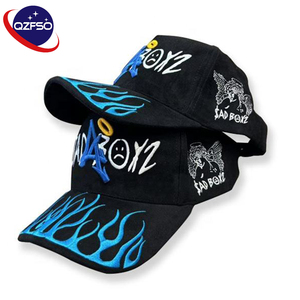 QZFSO Wholesale Brand High Quality 3D Puff Satin Lined Gorras Men Cotton Cap 5 Panel Custom 3d Flame Embroidery Baseball Hats - Product Image 1