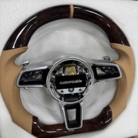 Volante de coche de madera de melocotón Beige personalizado adecuado para Porsche 958 970 971 Panamera Cayenne modelo antiguo a nuevo modelo Volant