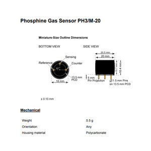 Capteur de gaz Membrapor Ph3 Ph3/M-20 0-20 ppm, boîtier miniature électrochimique pour détecteurs portables - Product Image 3