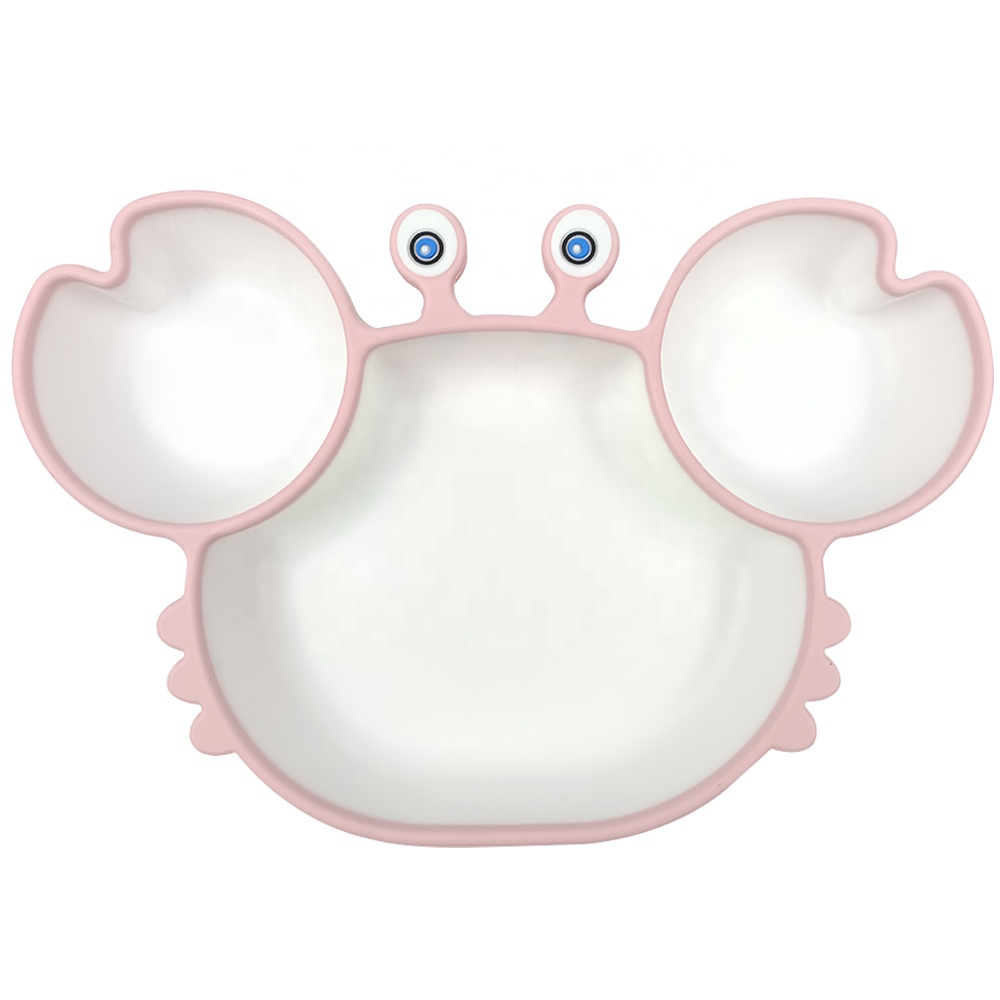 Оригинальная Заводская тарелка-краб, небьющаяся разделенная тарелка, безопасная для микроволновой печи, милая детская силиконовая Тарелка на присоске