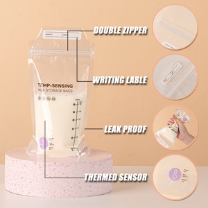 Sacs de stockage de lait maternel en PET sans BPA sac d'alimentation à motif imprimé réutilisable en <span class=keywords><strong>silicone</strong></span> de qualité alimentaire pour 0-12 mois - Product Image 2