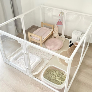 Valla acrílica transparente para mascotas, jaula para perros de interior pequeña con cierre de botón, patrón sólido, costura gratis, perrera doméstica - Product Image 4