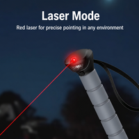 Bâton de randonnée multifonctionnel portable en alliage d'aluminium avec lumière LED, bâton de selfie laser, trépied et allume-feu