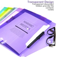 Bolsa de almacenamiento A4 A5 para oficina, carpeta transparente con cierre de botón, resistente al agua