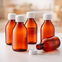 Flacon en plastique de 150 ml pour liquide médicamenteux, personnalisé, avec bouchon à vis, pour sirop contre la toux
