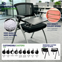 Chaise de formation d'usine pliable avec tablette d'écriture, pour salles de classe mobiles et salles de conférence