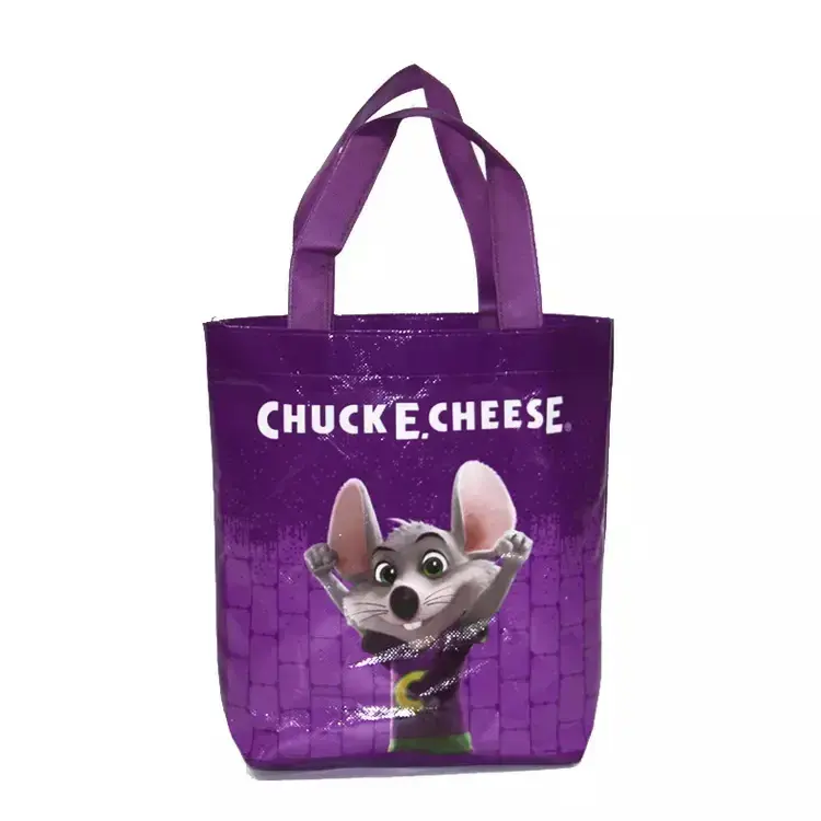 Custom Logo Purple Color 100% Recyclable Laminated Non Woven Shopping Tote Bag