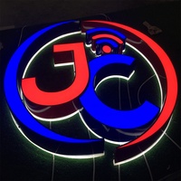 Enseignes LED personnalisées avec logo d'entreprise, en acier inoxydable, pour publicité extérieure, enseignes LED pour bâtiments commerciaux, cafés, restaurants, magasins