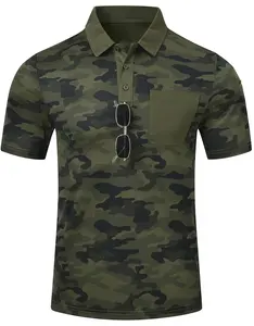 POLO Camouflage de haute qualité pour hommes sur mesure à manches courtes motif floral Style décontracté intelligent poche poitrine tricoté numérique