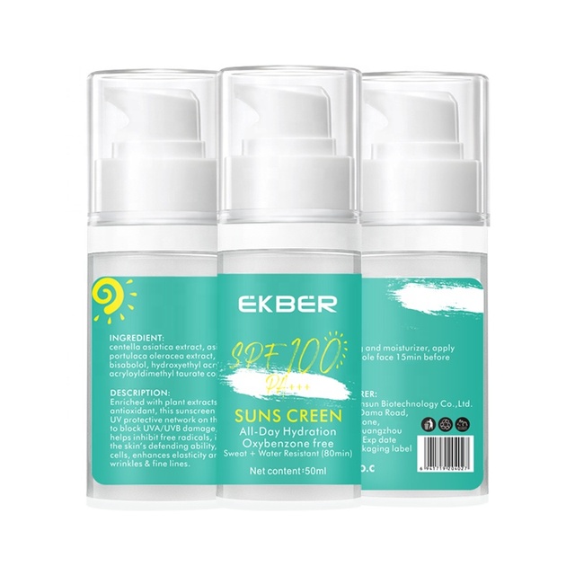 Customize Logo Face Sunscreen Spf 50 Oil Free Sunblock Skin Care Tinted Face Sunscreen 60ml Sunscreen Cream