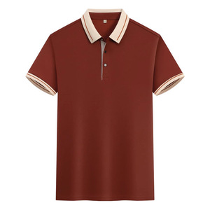 Polo Shirt Short Sleeve Solid Color Polyester Workwear Daily Wear Crimson - Product Image 1