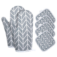 Gants isolés de cuisine Gants à carreaux épaissis Anti-brûlure et résistants à la chaleur Mitaines de four en coton et lin pour la cuisson