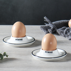 Cucina contenitore per uova bianche vassoio portaoggetti Dispenser per tazze piatto per uova di gallina portauova singolo in ceramica - Product Image 1