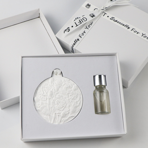 FinRu Armario colgante Coche Ambientador aromático Redondo Blanco Perfumado Cerámica Porcelana Flor Fragancia Difusor de aceite esencial - Product Image 4